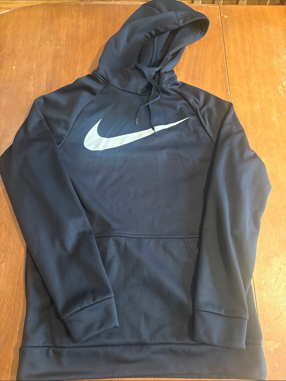 Nike Men’s Black Hoodie with White Swoosh - Small